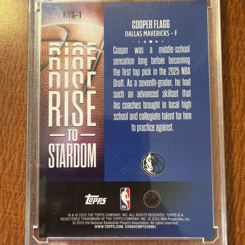 2025 Topps Cooper Flagg Rookie #RTS-1 FOILBOARD‎ Rise to Stardom RC